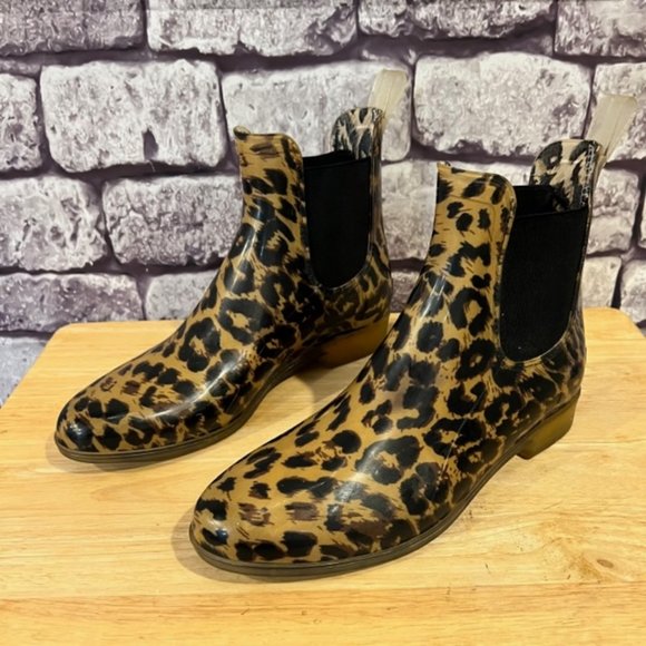 J. Crew Shoes - J . Crew Animal print Ankle Rain Boots Size 9